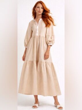 green emerald velvet dress STAUD BREE DRESS FLAX
